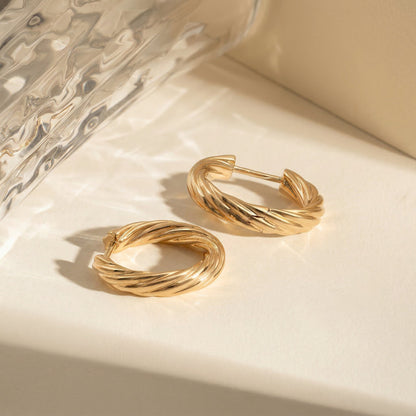 Golden Twisted Hoops