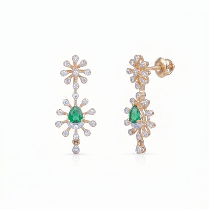 Emerald Radiant Halo Drop Earrings