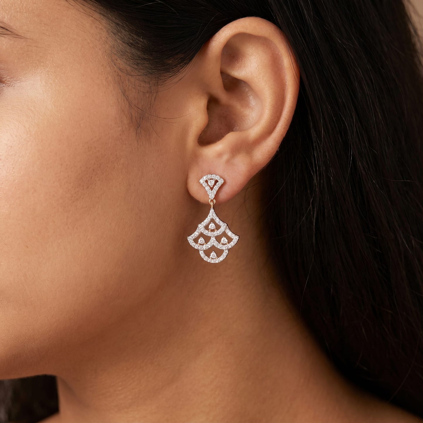 Serene Scallop Diamond Earrings