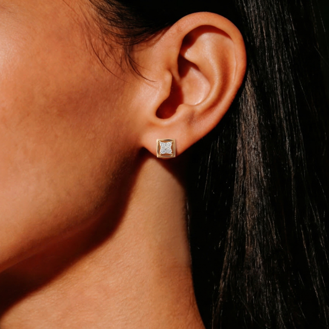 Radiant Square Cluster Earrings