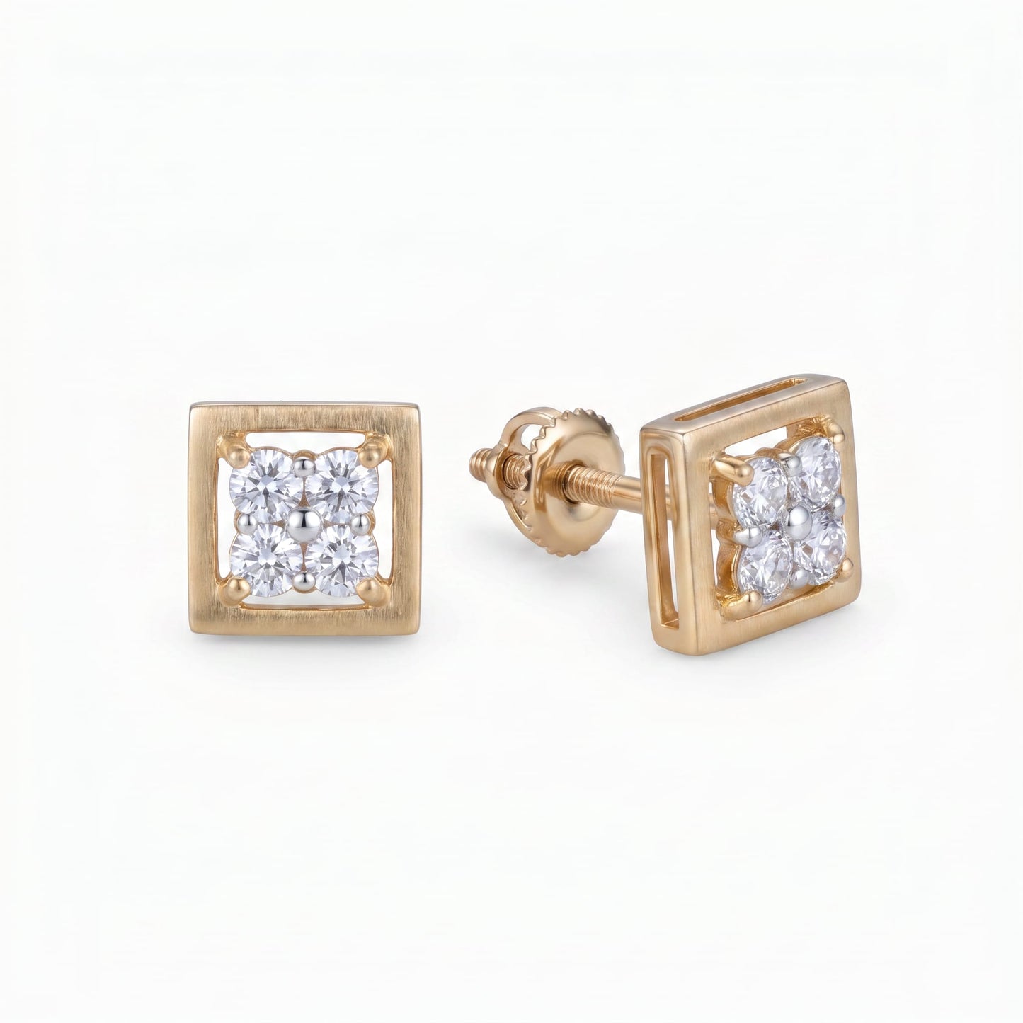 Radiant Square Cluster Earrings