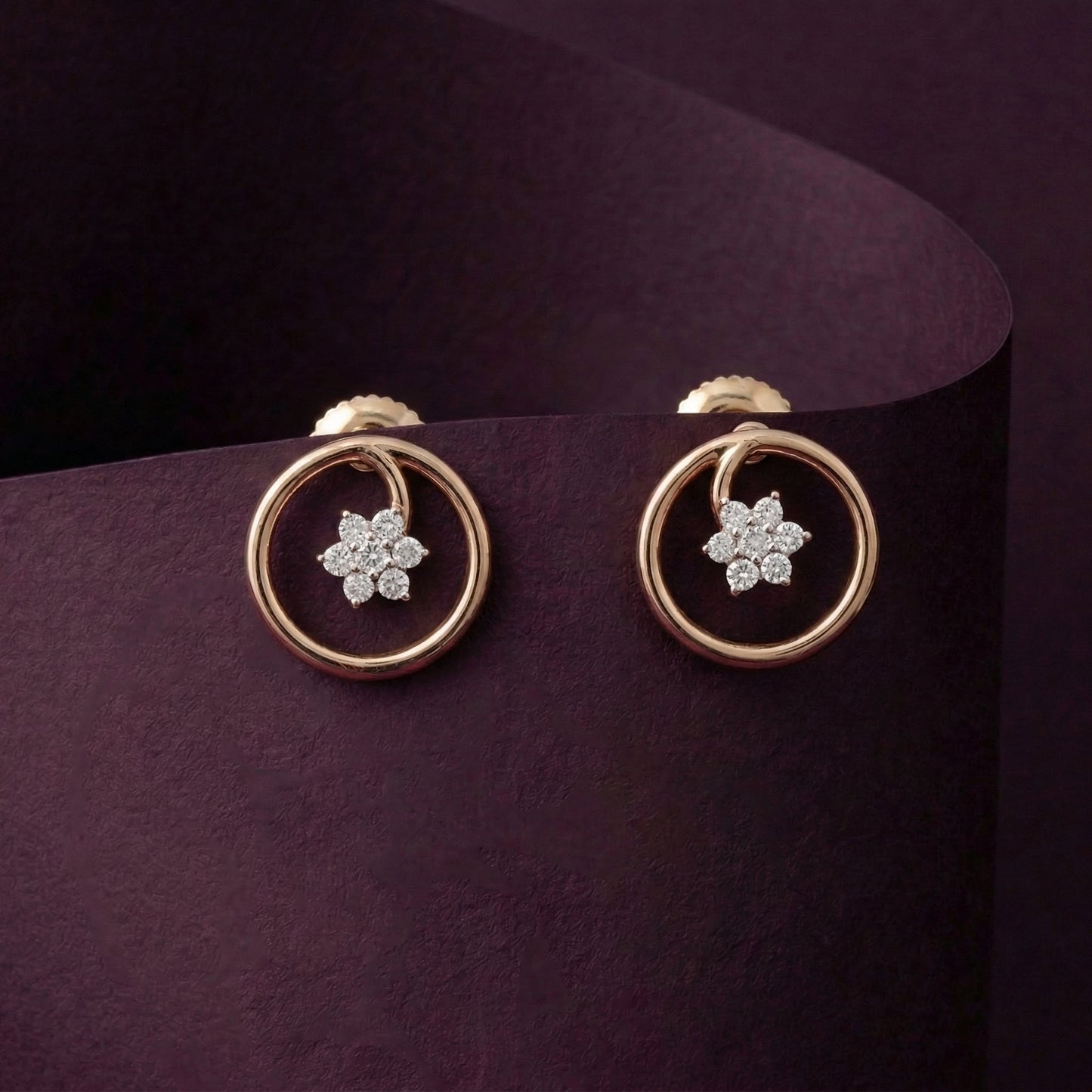 Stellar Bloom Circle Stud Earrings