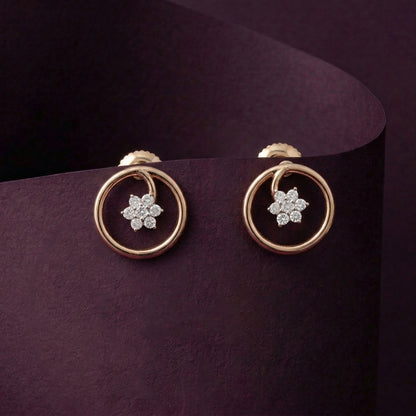 Stellar Bloom Circle Stud Earrings