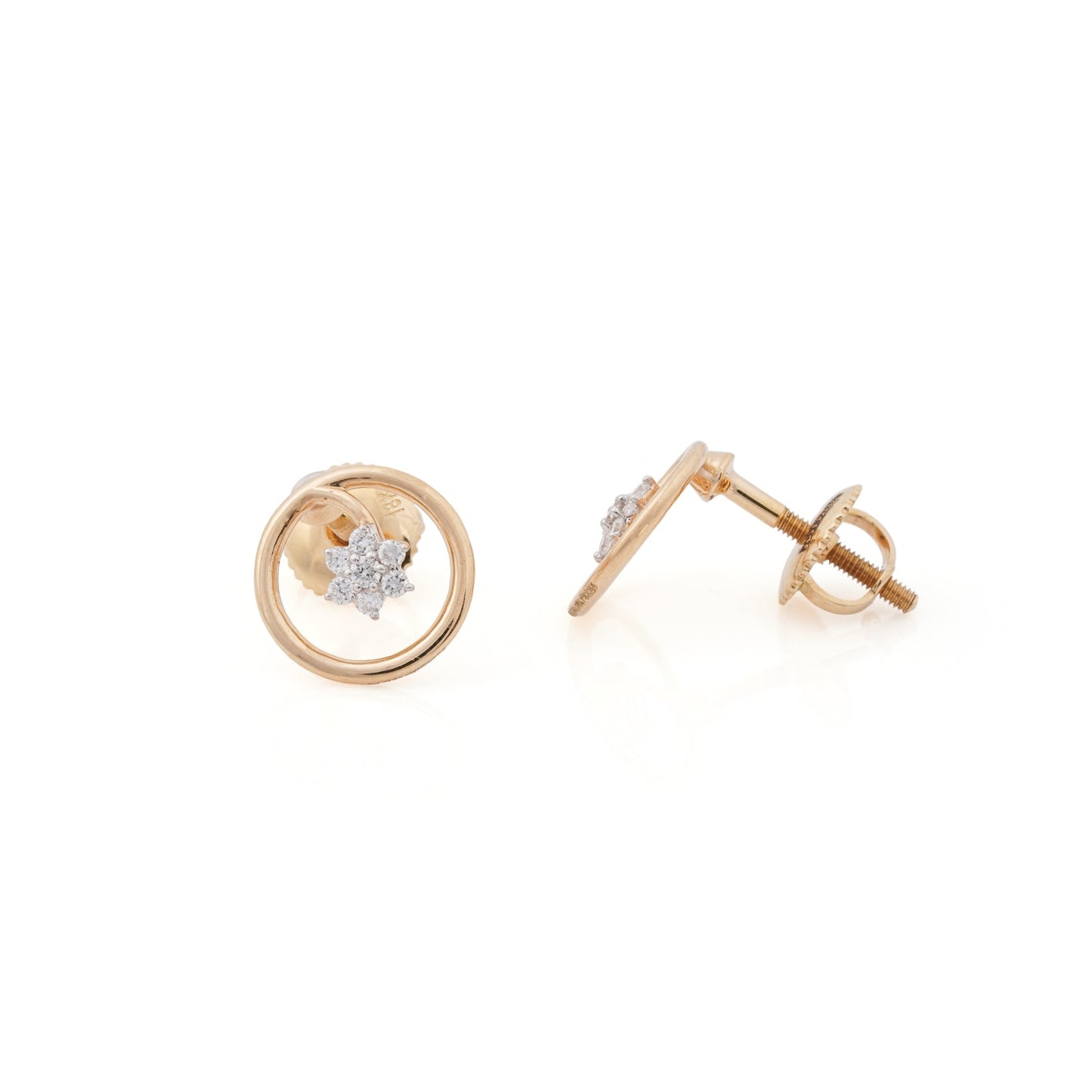 Stellar Bloom Circle Stud Earrings