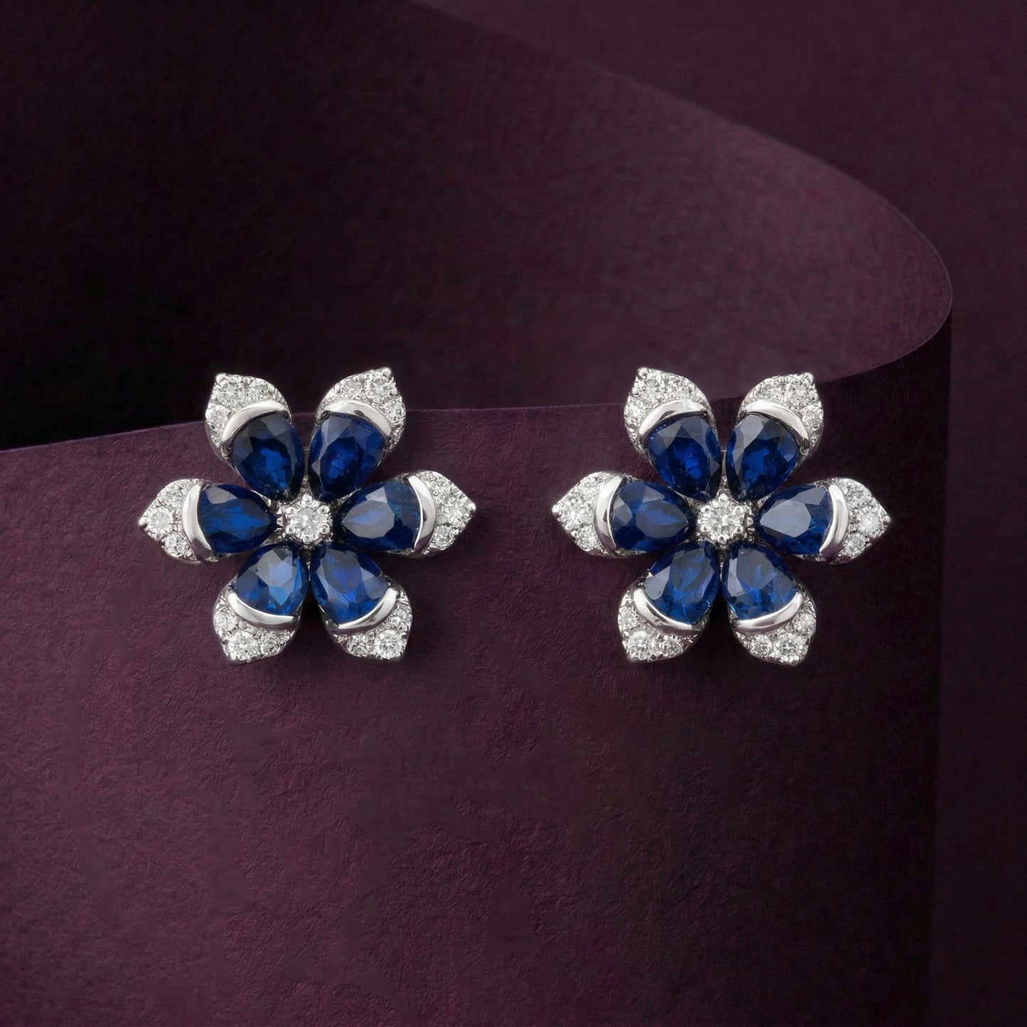 Midnight Bloom Sapphire Earrings