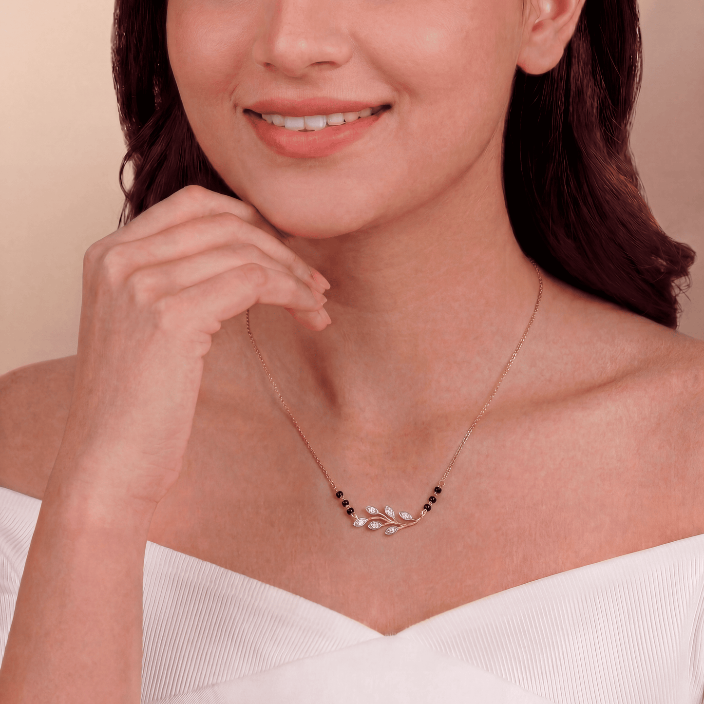 Gold Leaf Diamond Mangalsutra