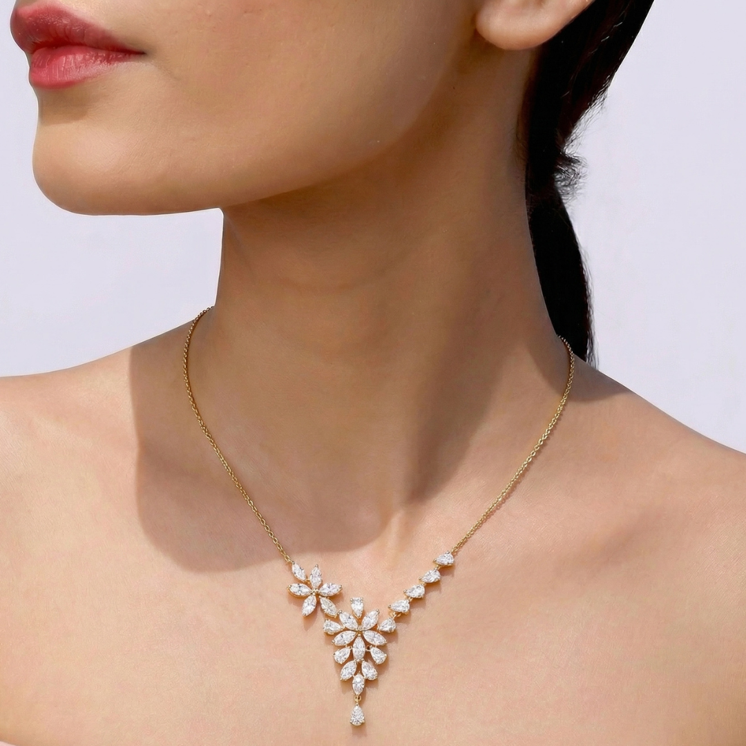 Floral Cascade Diamond Necklace