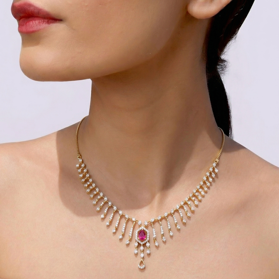 Blush Radiance Fringe Necklace