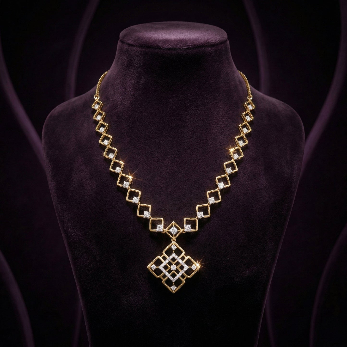 Geo Lattice Diamond Necklace