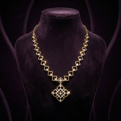 Geo Lattice Diamond Necklace