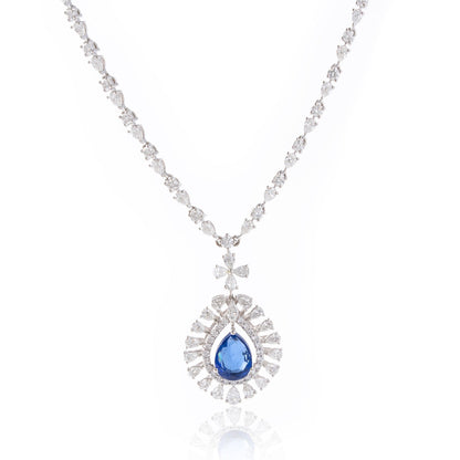 Sapphire Halo Drop Necklace