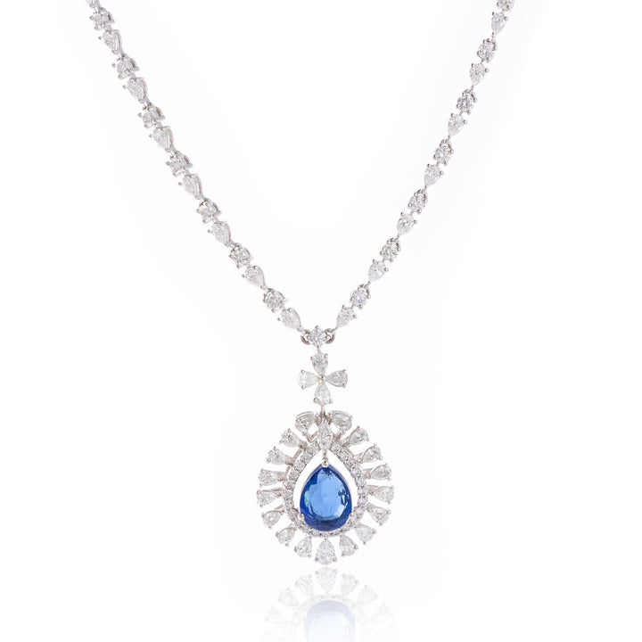 Sapphire Halo Drop Necklace