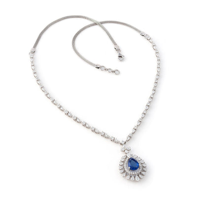 Sapphire Halo Drop Necklace