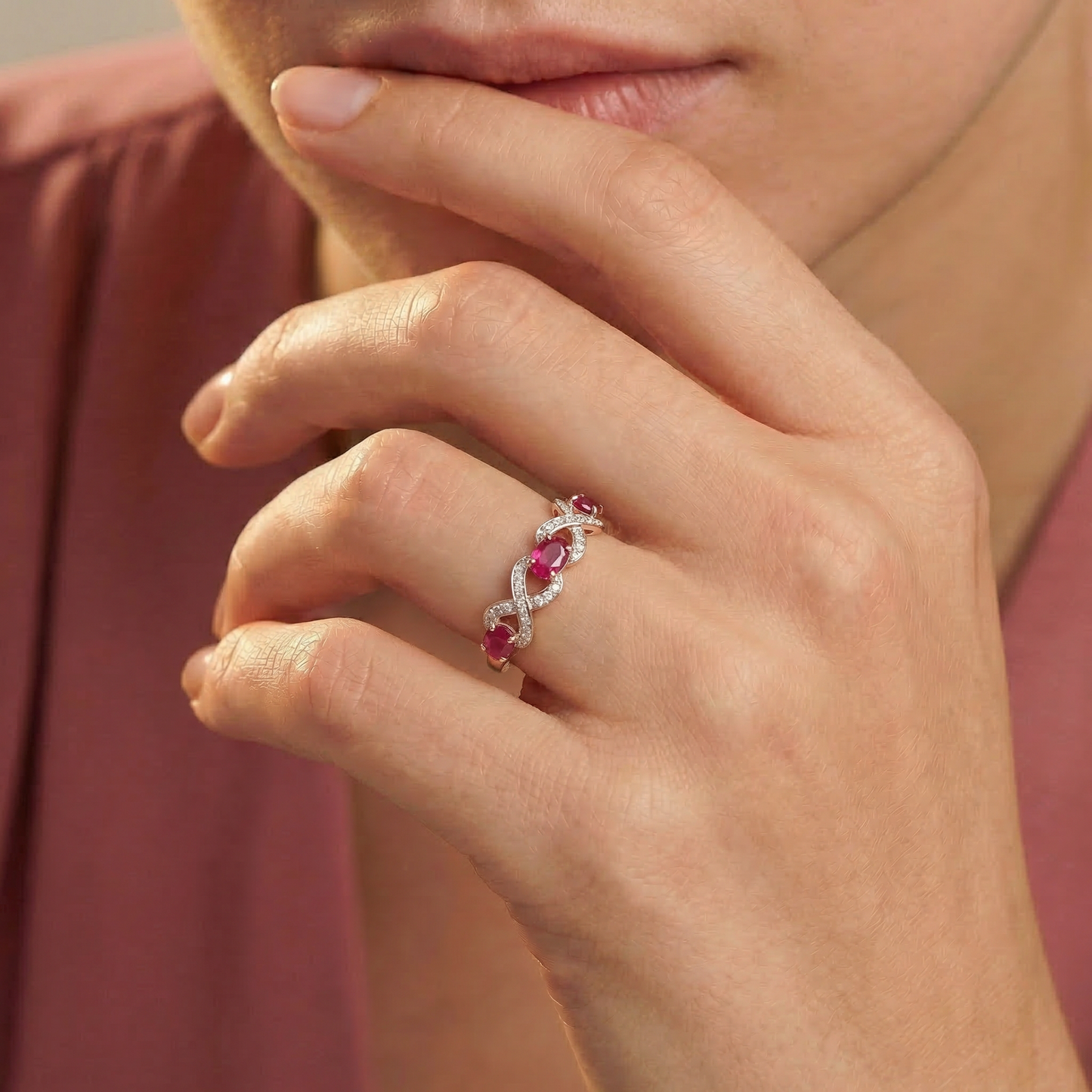 Ruby Wave Diamond Ring