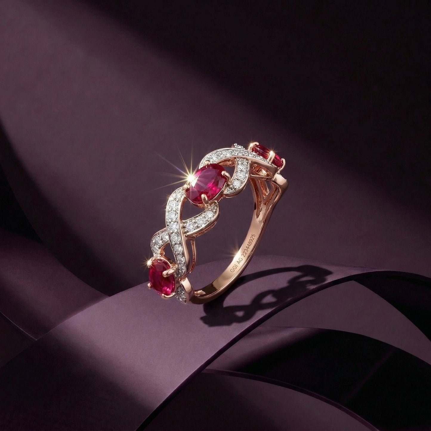 Ruby Wave Diamond Ring