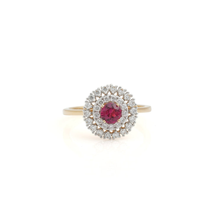 Ruby Halo Diamond Ring