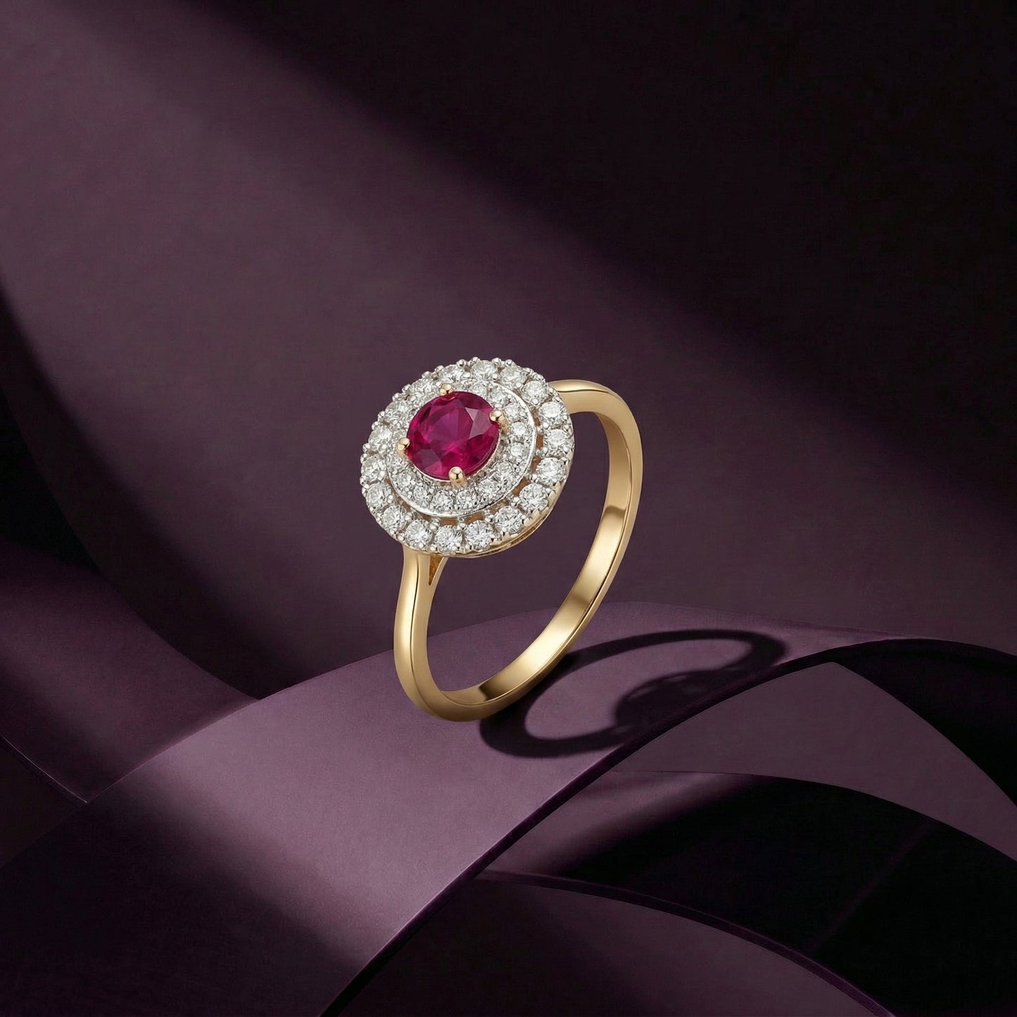 Ruby Halo Diamond Ring