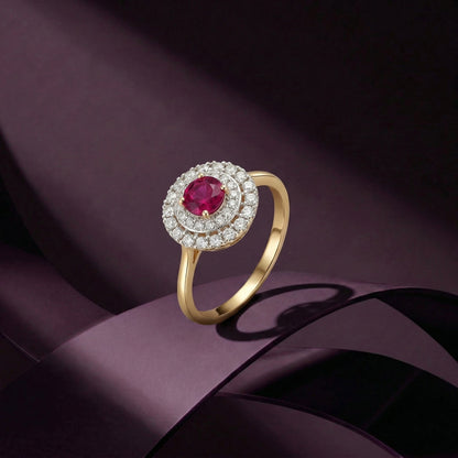 Ruby Halo Diamond Ring