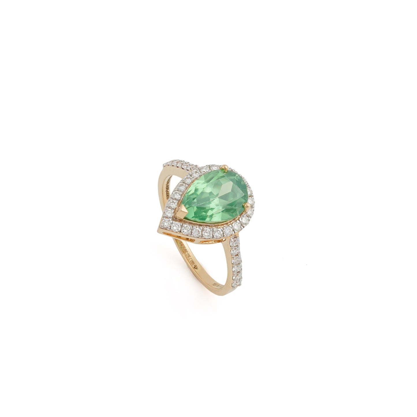 Emerald Teardrop Halo Ring