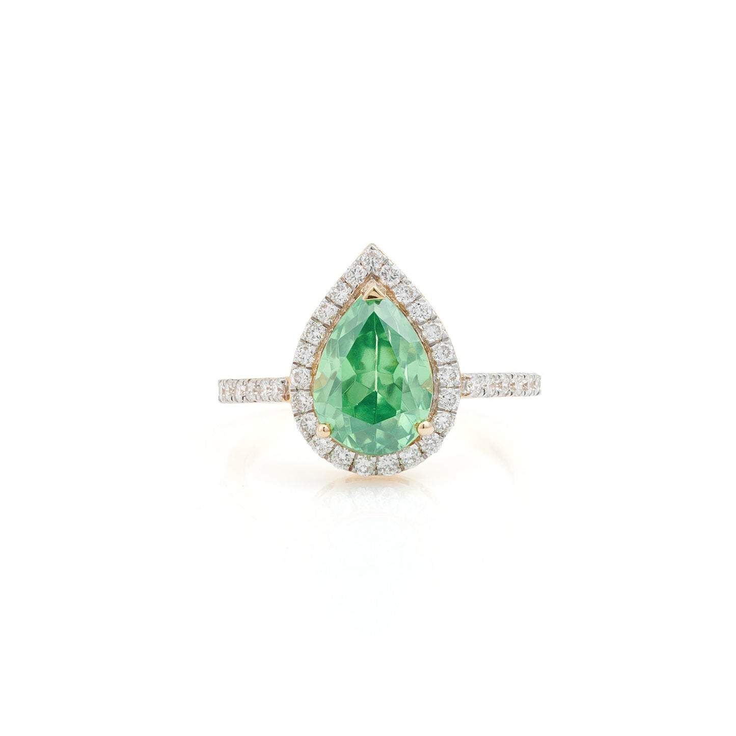 Emerald Teardrop Halo Ring