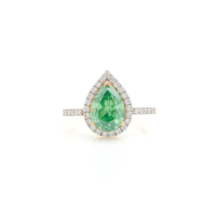 Emerald Teardrop Halo Ring