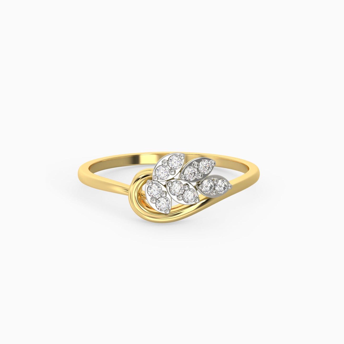 Gold Sparkling Leaf Diamond Ring