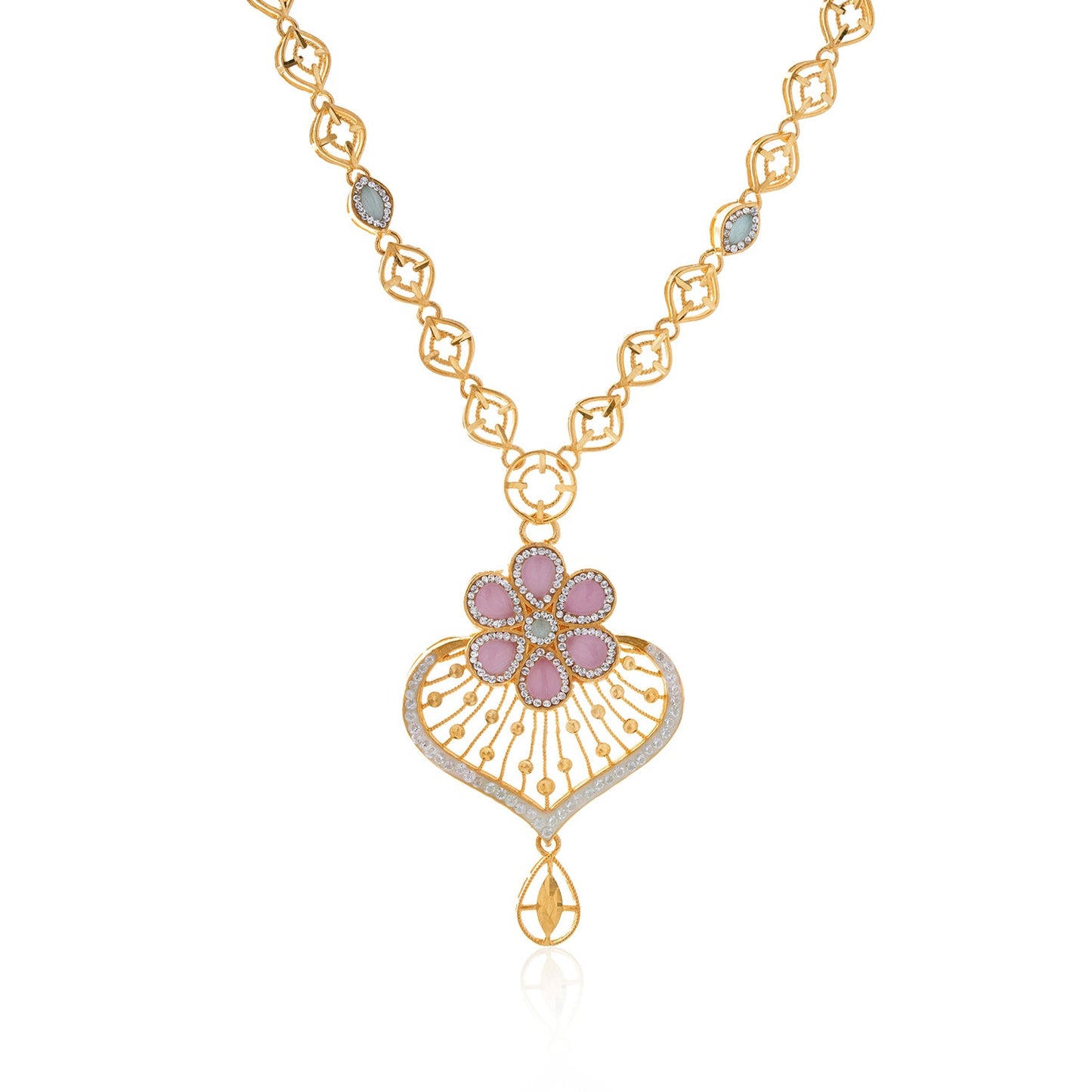 Roselle Heart Bloom Gold Necklace