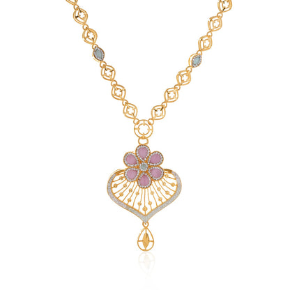 Roselle Heart Bloom Gold Necklace