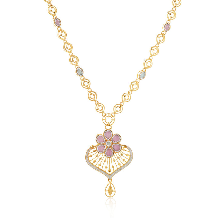 Roselle Heart Bloom Gold Necklace