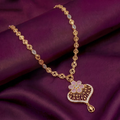 Roselle Heart Bloom Gold Necklace