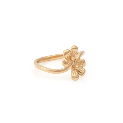 Pushpa Dual Bloom Gold Ring