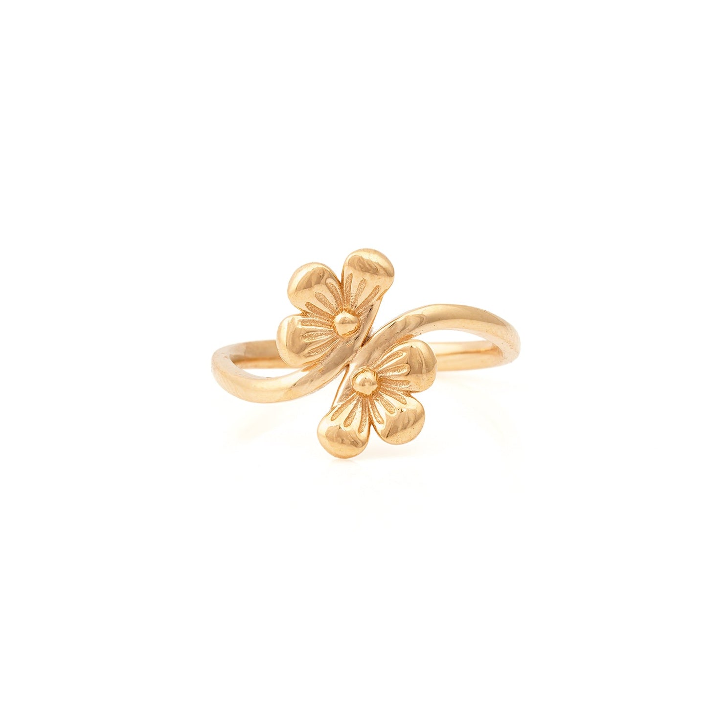 Pushpa Dual Bloom Gold Ring