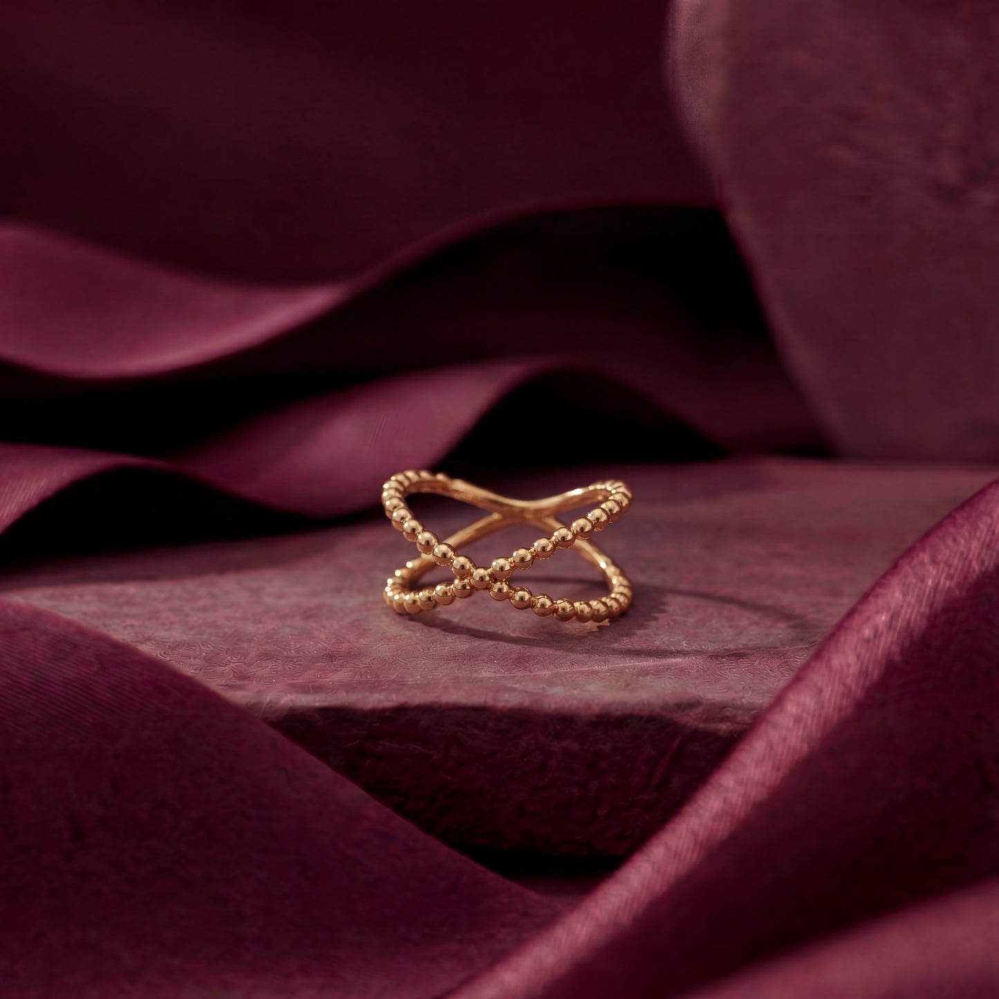 Ziva Beaded Cross Gold Ring