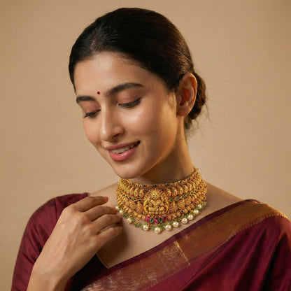 Golden Lakshmi Antique Choker