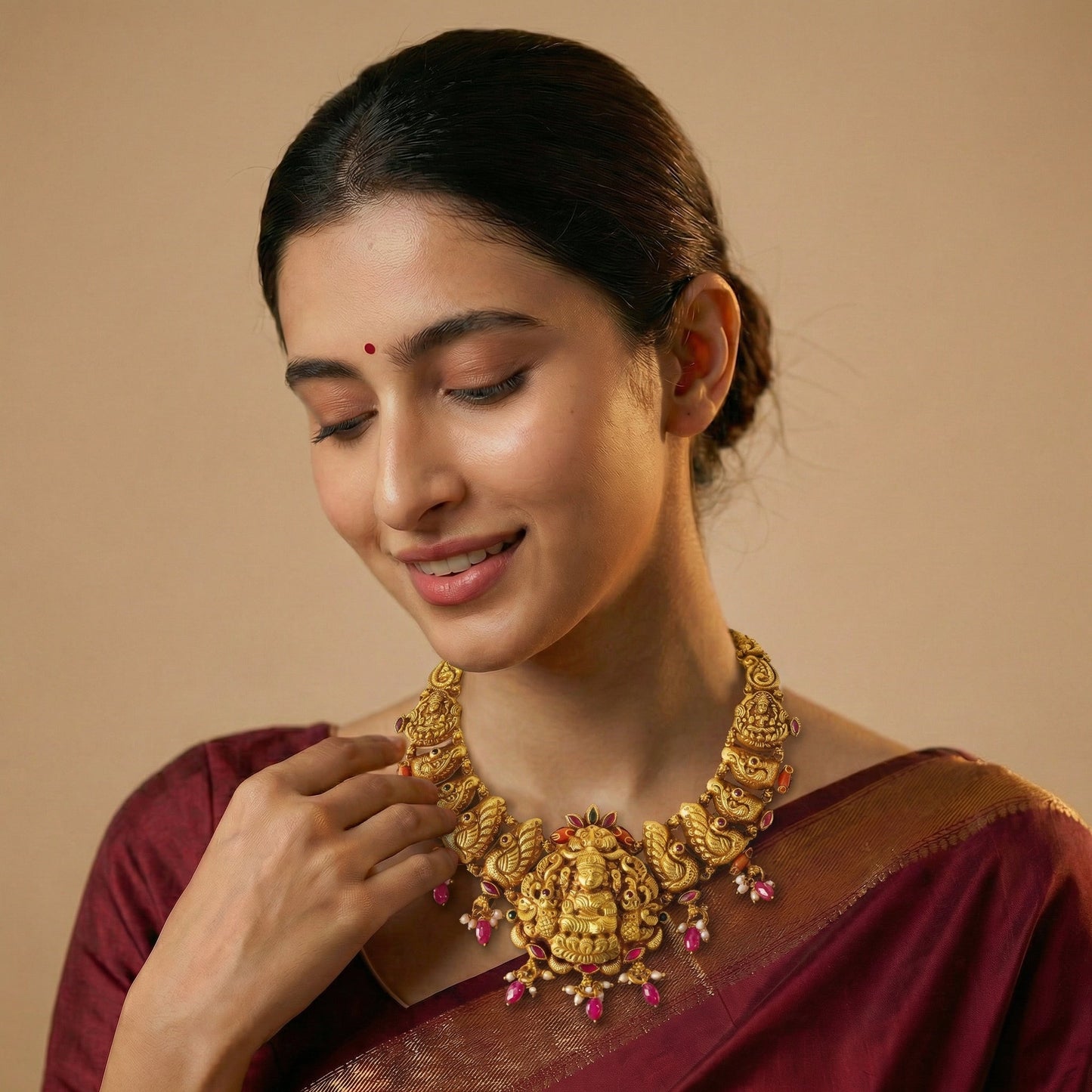Golden Lakshmi Nakshi Haar