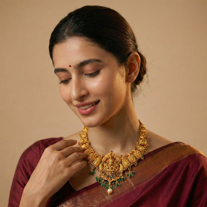Golden Mayur Temple Necklace