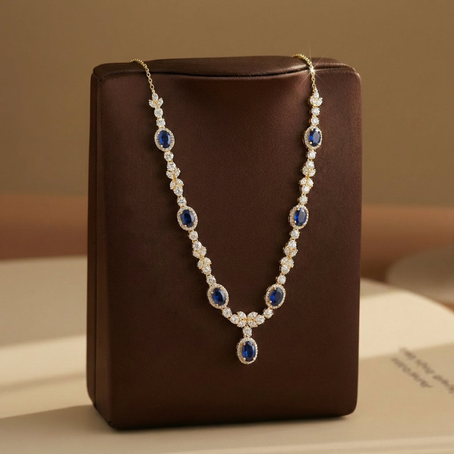 Sapphire Halo Necklace