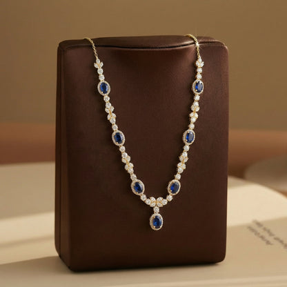 Sapphire Halo Necklace