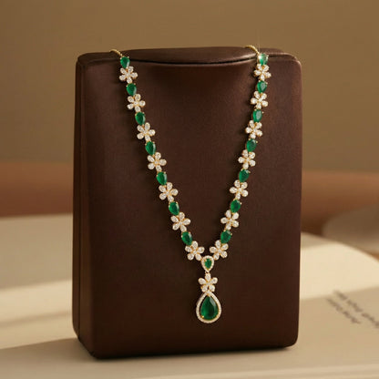 Emerald Flora Drop Necklace