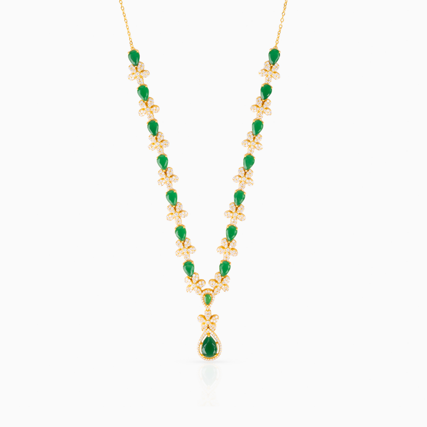 Emerald Flora Drop Necklace