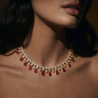 Ruby Vine Cascade Necklace