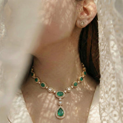 Polki Pavé Teardrop Necklace