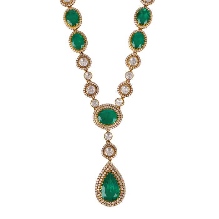 Polki Pavé Teardrop Necklace