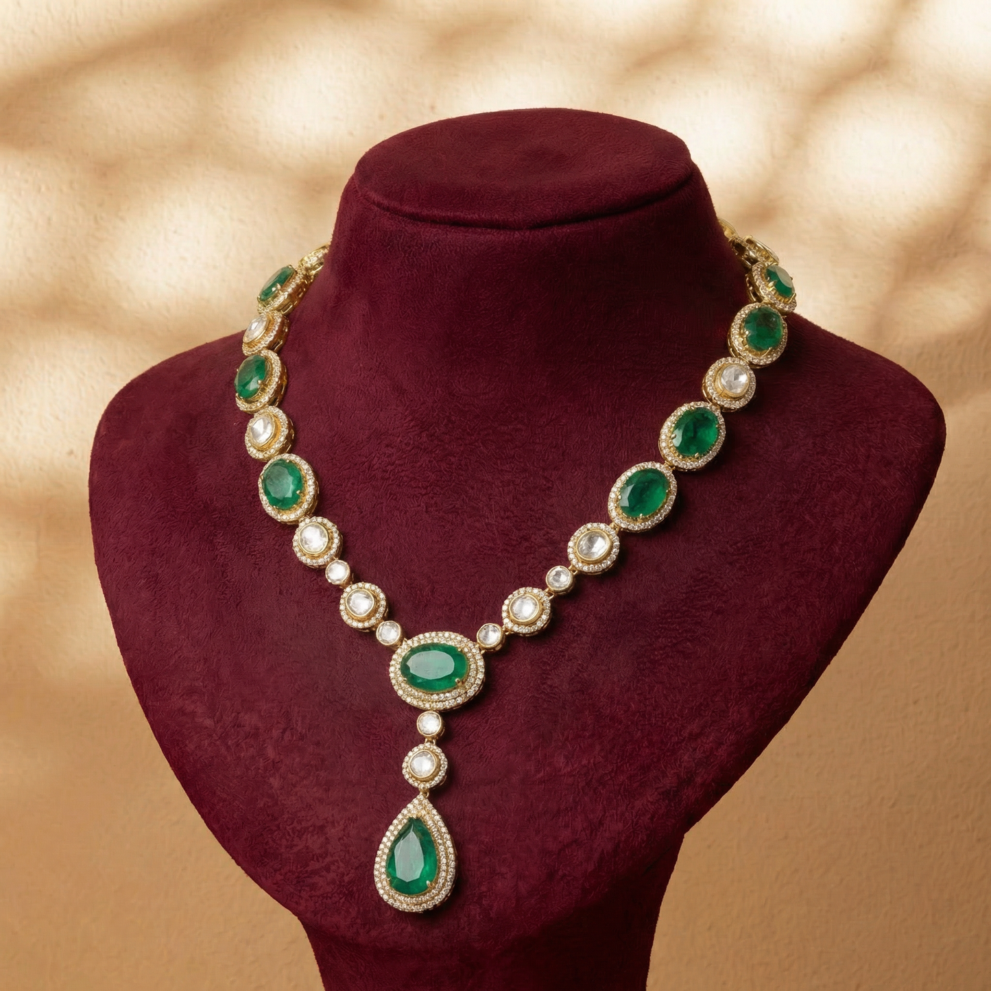 Polki Pavé Teardrop Necklace