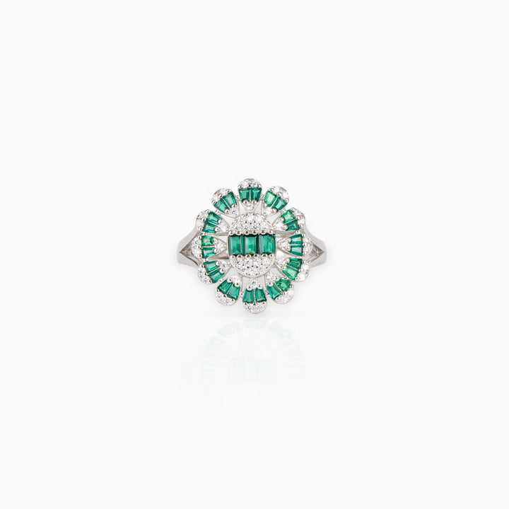 Emerald Halo Ring