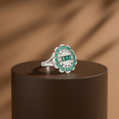Emerald Halo Ring