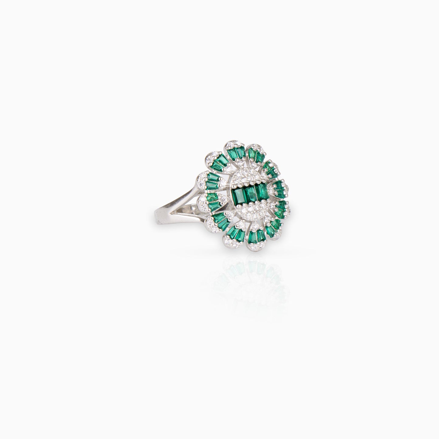 Emerald Halo Ring
