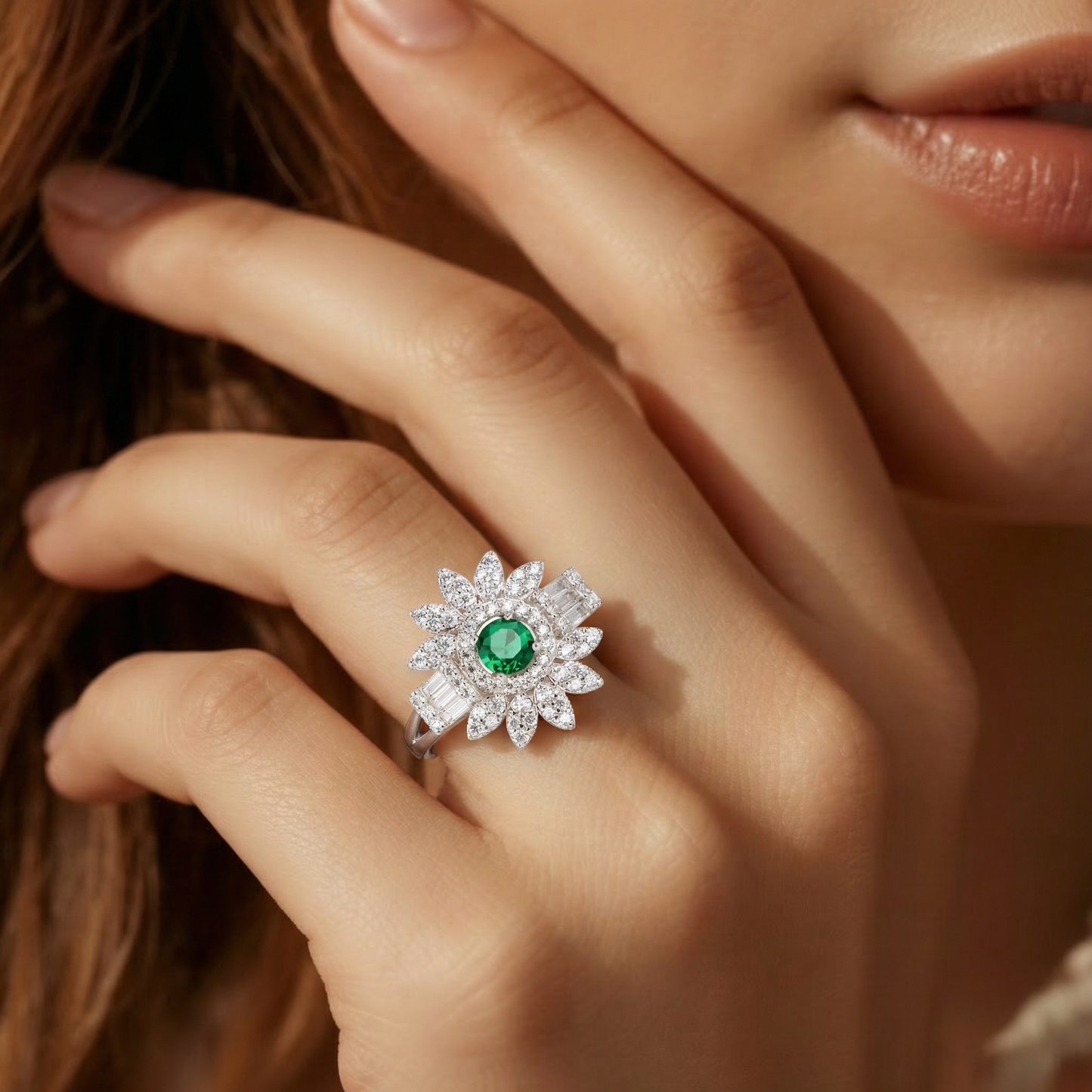 Emerald Bloom Radiance Ring