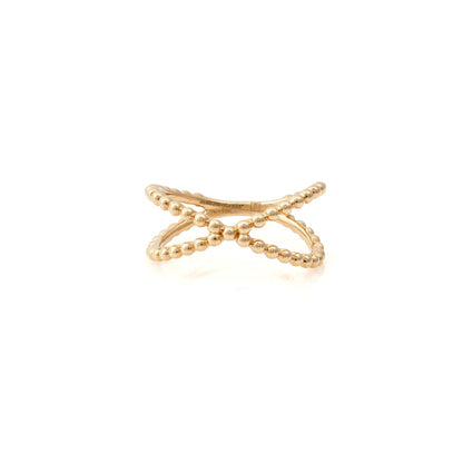 Ziva Beaded Cross Gold Ring