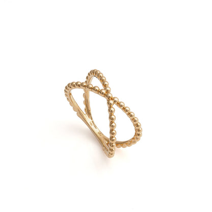 Ziva Beaded Cross Gold Ring